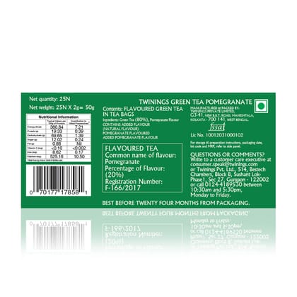 Twinings Green Tea Pomegranate, 25 Teabags, Green Tea, Deep Pink Fruit With The Freshness Of Green Tea